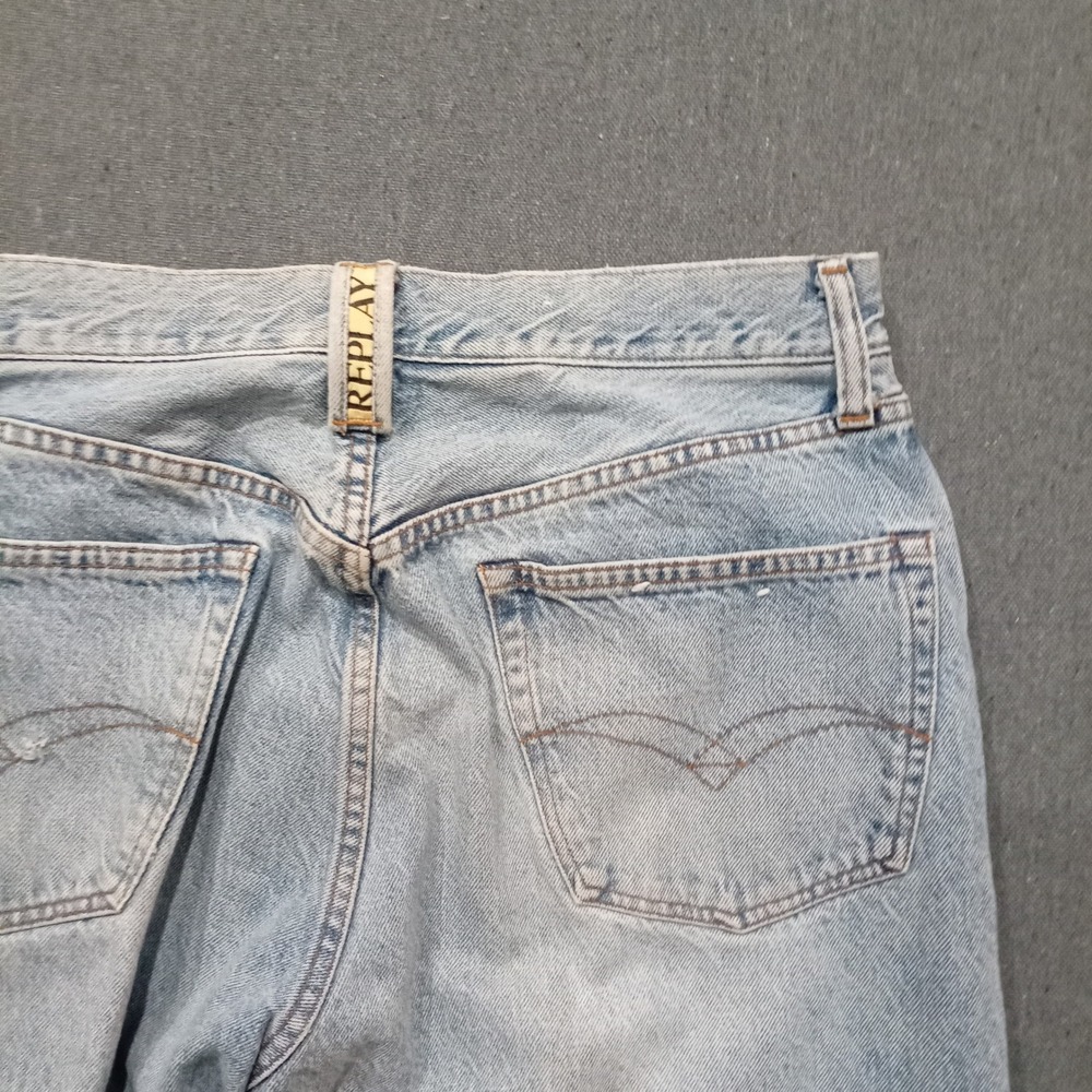 Replay 901 Regular Jeans Mens 33 Light Wash Blue Denim Button Fly Made in Italy